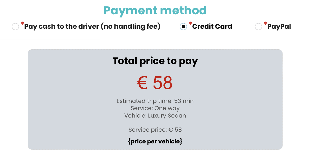Select credit card payment